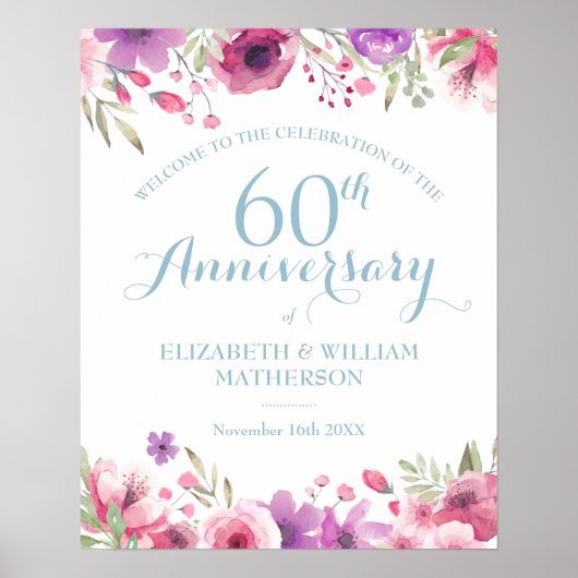 60周年記念水彩バラウェルカムサイン ポスター (正面)