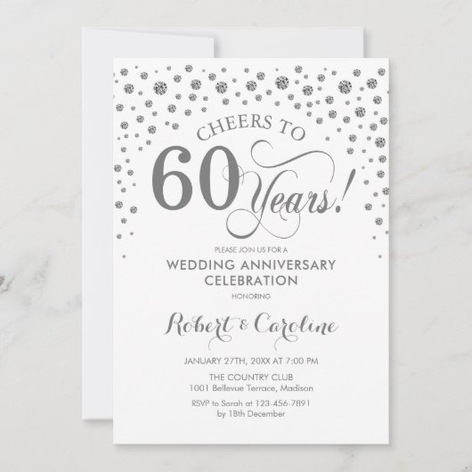 60周年記念祝賀会 - シルバー ホワイト 招待状 (正面)