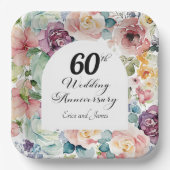60周年記念結婚のスクリプエレガントトフローラ ペーパープレート (正面)