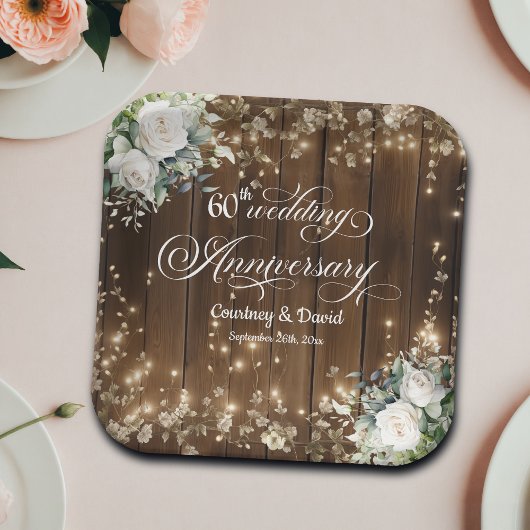 60周年記念結婚のストリングラ素朴イト ペーパープレート