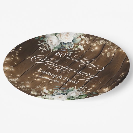 60周年記念結婚のストリングラ素朴イト ペーパープレート (アングル)