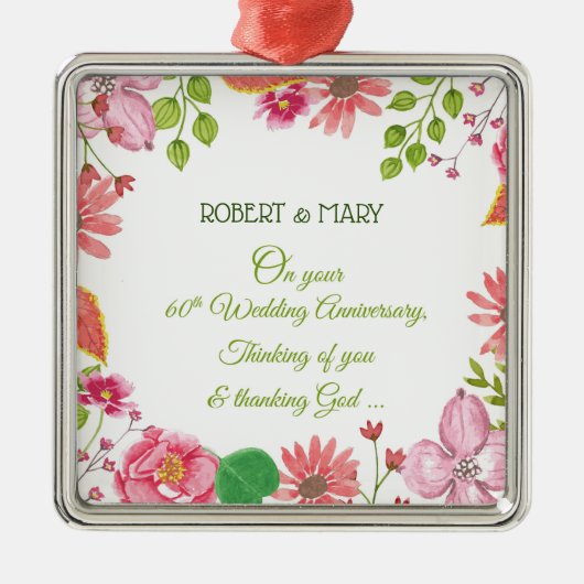 60周年記念結婚の花 メタルオーナメント (正面)