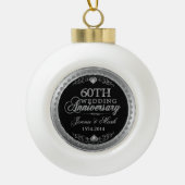 60周年記念結婚シルバーフレーム&ハート セラミックボールオーナメント (正面)