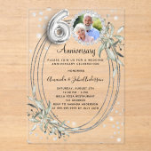 60周年記念結婚シルバー写真ダイヤモンド アクリル招待状 (正面)