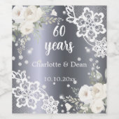 60周年記念結婚シルバー花模様 ワインラベル (シングルラベル)