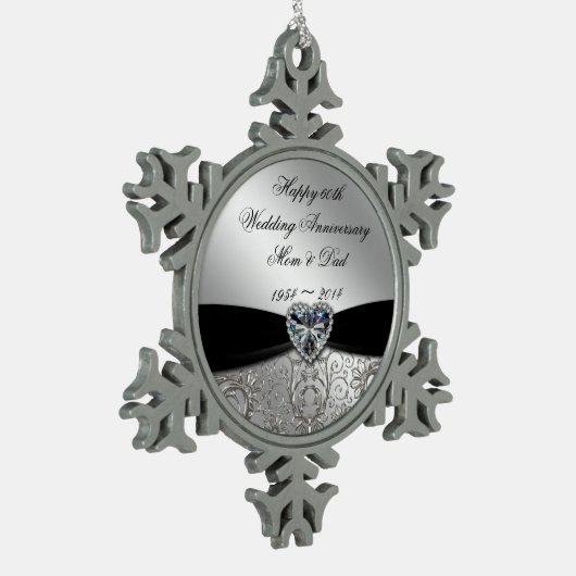 60周年記念結婚スノーフレークオーナメント スノーフレークピューターオーナメント (左)