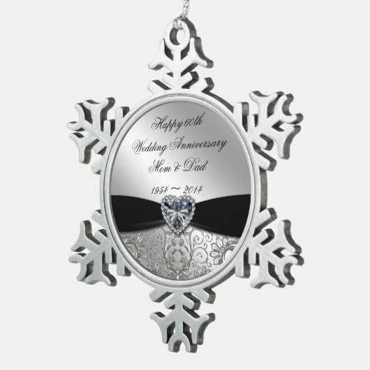 60周年記念結婚スノーフレークオーナメント スノーフレークピューターオーナメント (右)