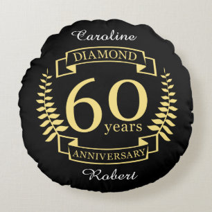 60周年記念結婚ダイヤモンドイエロー ラウンドクッション