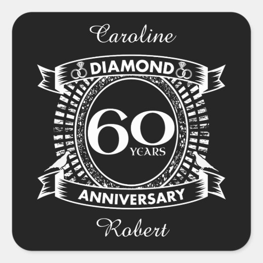 60周年記念結婚ダイヤモンドクレスト スクエアシール (正面)