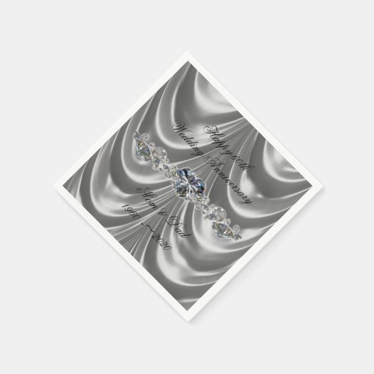 60周年記念結婚ダイヤモンドハート スタンダードカクテルナプキン (角)