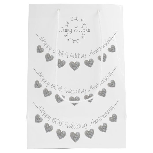 60周年記念結婚ダイヤモンドハート ミディアムペーパーバッグ (裏面)