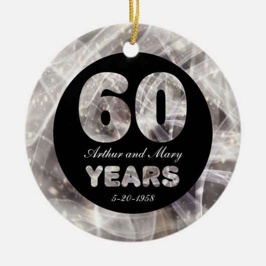 60周年記念結婚ダイヤモンドパーティー灯 セラミックオーナメント (正面)