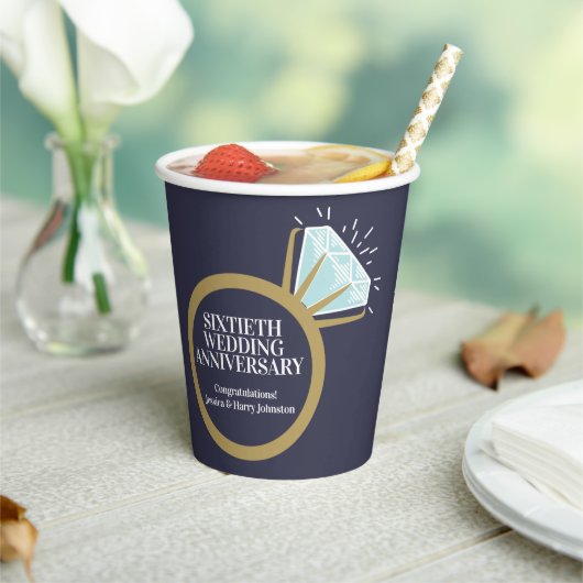60周年記念結婚ダイヤモンドリングおもしろい事実 紙コップ (インサイチュ)