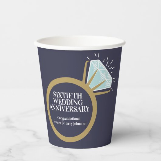 60周年記念結婚ダイヤモンドリングおもしろい事実 紙コップ (正面)