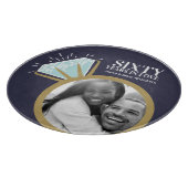 60周年記念結婚ダイヤモンドリングブルー金ゴールド カッティングボード