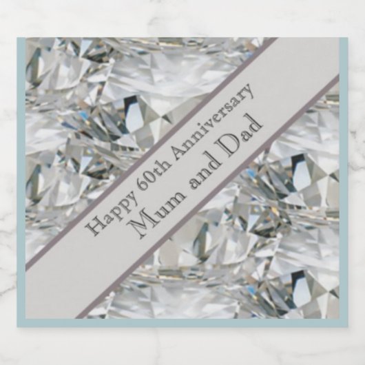 60周年記念結婚ダイヤモンド スパークリングワインラベル (シングルラベル)