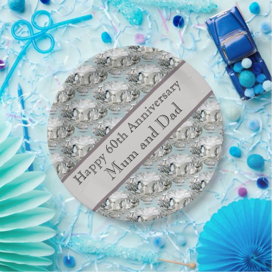 60周年記念結婚ダイヤモンド ペーパープレート (パーティー)