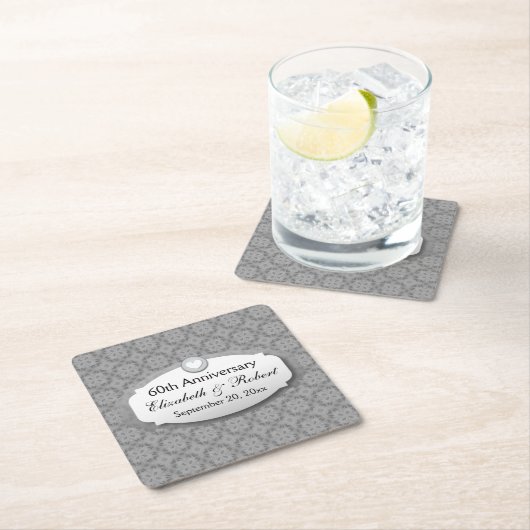 60周年記念結婚ダイヤA09 スクエアペーパーコースター (インサイチュ)