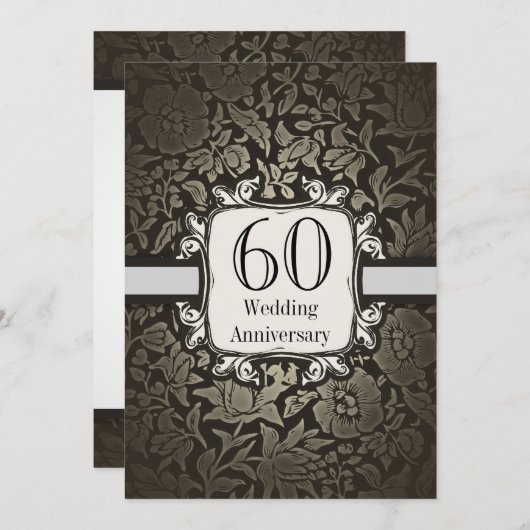 60周年記念結婚ダマスクヴィンテージ 招待状 (正面/裏面)