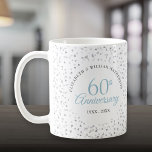 60周年記念結婚ハート紙吹雪 コーヒーマグカップ<br><div class="desc">繊細なハート紙吹雪。シックなレタリングで特別結婚な60周年詳細でパーソナライズ。Thisisnomeによる設計©</div>