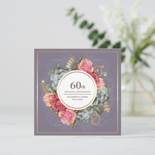 60周年記念結婚パーティーヴィンテージフローラ 招待状 (スタンド正面)