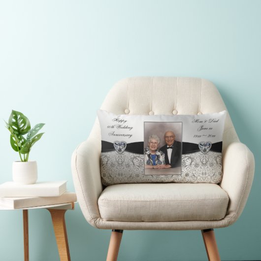60周年記念結婚フォトランバー装飾用クッション ランバークッション (椅子)