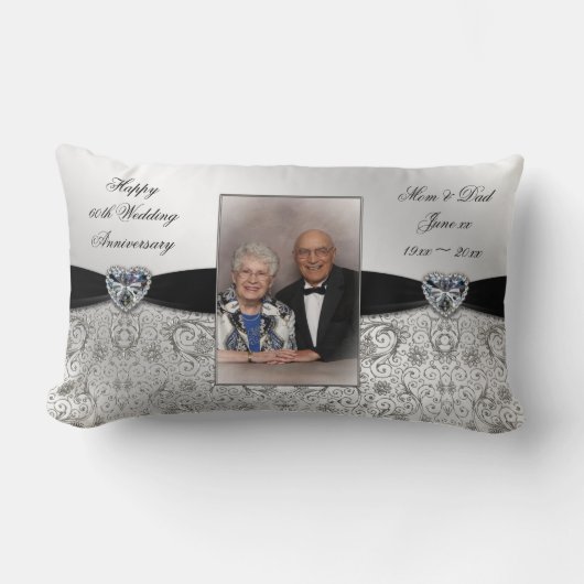 60周年記念結婚フォトランバー装飾用クッション ランバークッション (正面)