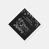 60周年記念結婚ブラック&シルバー・スターズ スタンダードカクテルナプキン (角)
