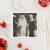 60周年記念結婚写真Then & Now スタンダードカクテルナプキン (インサイチュ)