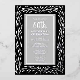 60周年記念結婚招待状ブラックグレー 箔招待状