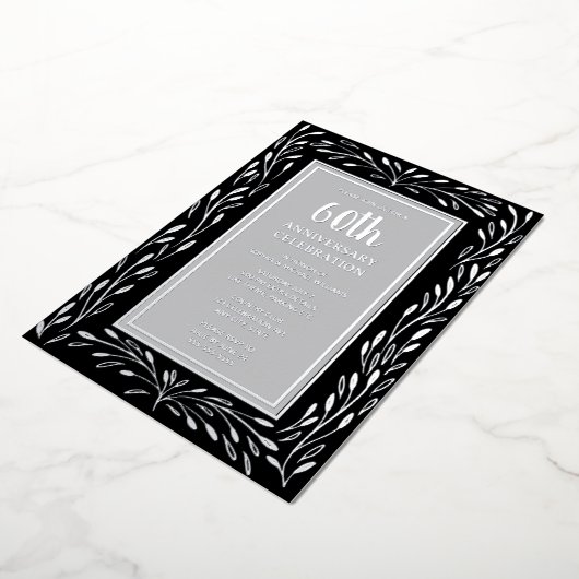 60周年記念結婚招待状ブラックグレー 箔招待状 (回転した状態)