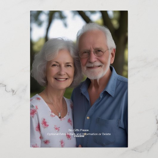 60周年記念結婚招待状ブラック 箔招待状 (裏面)