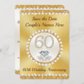 60周年記念結婚日カードを保存 招待状 (正面/裏面)