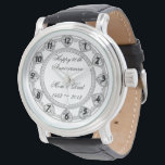 60周年記念結婚時計 腕時計<br><div class="desc">プラチナ銀とダイヤモンドの色とデザインテーマを特徴とするジギタルブコンデザインカスタムで、様々なスタイル画像、形状、パターン、フォントを備えた一種類の「ダイヤモンドの記念日結婚」ウォッチ。カスタマイズ可能なエレガント文字レタリングと背景の色を備え来た、この魅力的で魅力的なデザインは、あなた自身の特別な機会に合わせ祝て、この驚くべき記念の節目に最適な贈り物！記念日素晴らしや結婚その他の特別なお祝いイベントへの贈り物。</div>