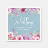 60周年記念結婚水カラーバラフローラ スタンダードカクテルナプキン (正面)