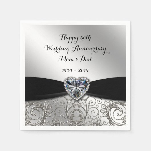 60周年記念結婚紙ナプキンス スタンダードカクテルナプキン (正面)
