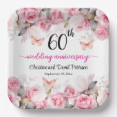 60周年記念結婚赤面エレガントバラ ペーパープレート (正面)