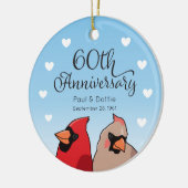 60周年記念結婚（鳥）ショウジョウコウカンチョウ鳥ペア セラミックオーナメント (左)