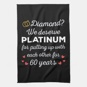 60周年記念結婚I – ダイヤモンドおもしろいカップル キッチンタオル