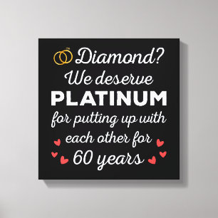 60周年記念結婚I – ダイヤモンドおもしろいカップル キャンバスプリント