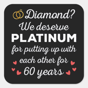 60周年記念結婚I – ダイヤモンドおもしろいカップル スクエアシール