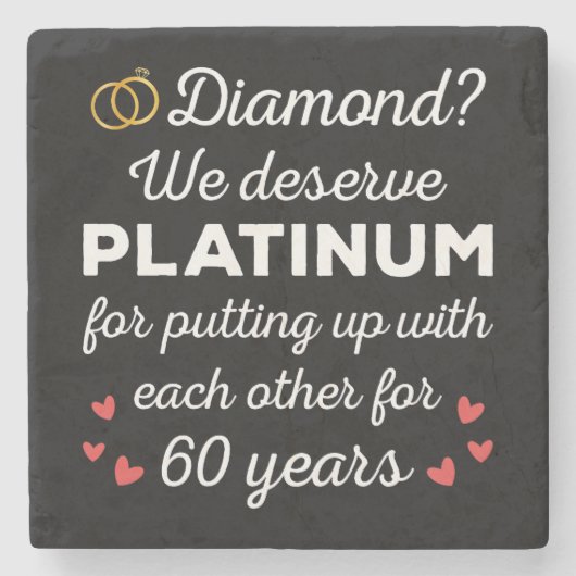 60周年記念結婚I – ダイヤモンドおもしろいカップル ストーンコースター (正面)