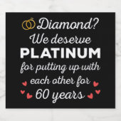 60周年記念結婚I – ダイヤモンドおもしろいカップル スパークリングワインラベル (シングルラベル)