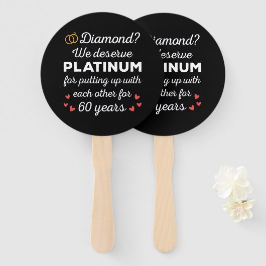 60周年記念結婚I – ダイヤモンドおもしろいカップル ハンドファン (正面&裏面)