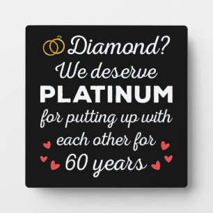 60周年記念結婚I – ダイヤモンドおもしろいカップル フォトプラーク