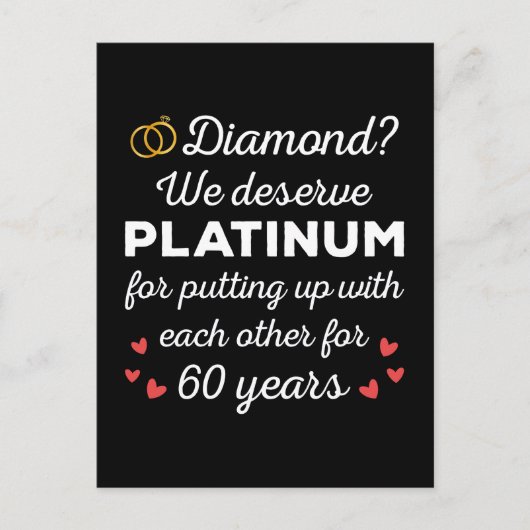 60周年記念結婚I – ダイヤモンドおもしろいカップル ポストカード (正面)