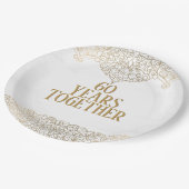 60周年記念金ゴールドレースオンホワイト紙プレート ペーパープレート (アングル)