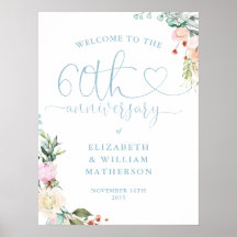 60周年記念 ハートスクリプト フラワー ウェルカムサイン