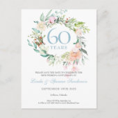 60周年記念Save the Dateバラとグリーン ポストカード (正面)