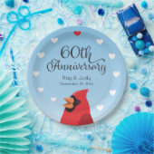 60周年記結婚念、(鳥)ショウジョウコウカンチョウ、ハート ペーパープレート (パーティー)
